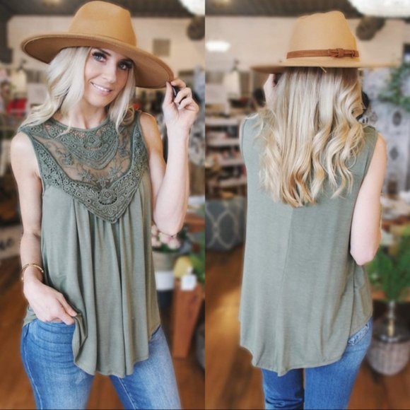 Needless To Say Tank Top-Vintage Olive - Picture 3 of 4